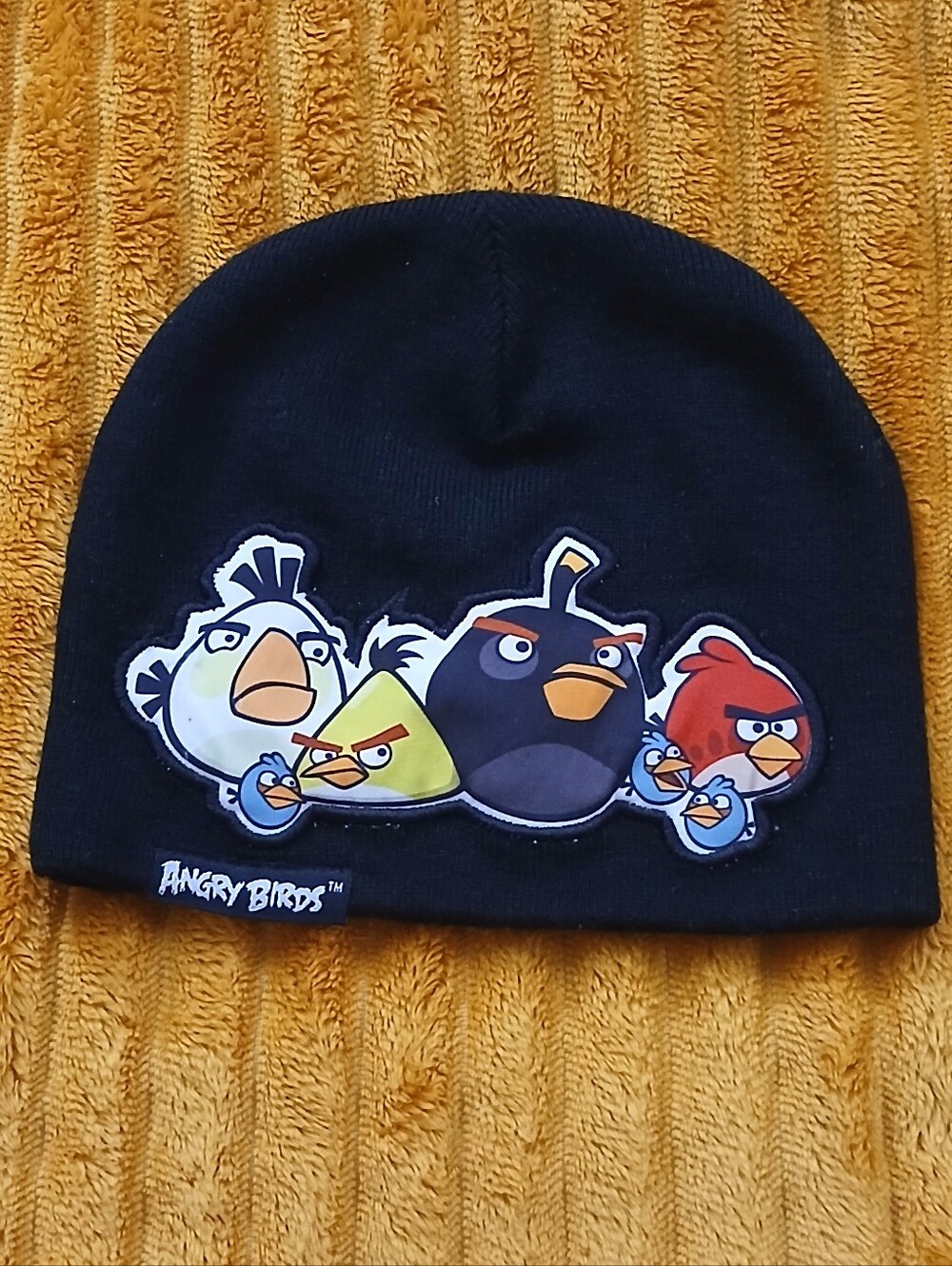 Angry Birds Adult Beanie Hat Black Knit Winter Cap Character Graphic Licensed